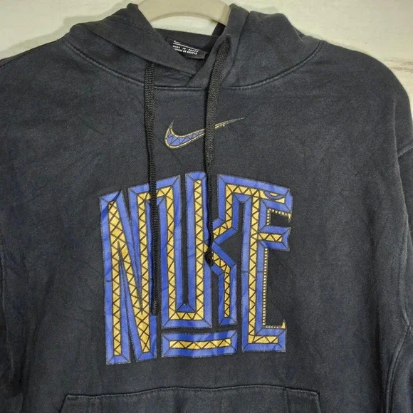 Nike Hoodie Mens Pullover Black Center Swoosh Small Logo Athletic Sweatshirt